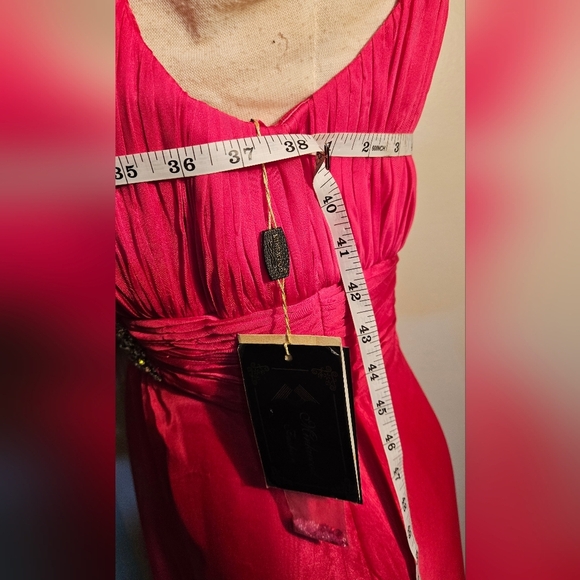 Chic Red Maxi Dress with Embellished Waist, Size 12 - Picture 7 of 10